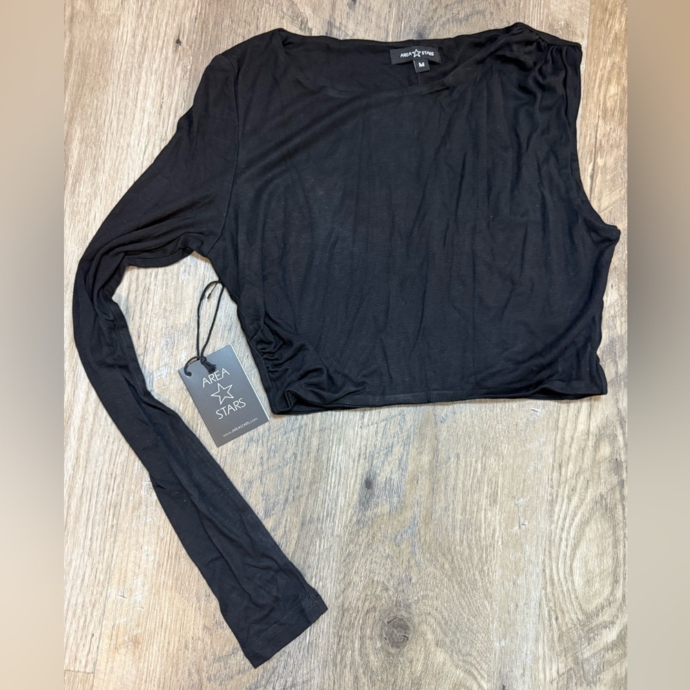 NWT Area Stars Black Women's Asymmetrical One Sleeve Top